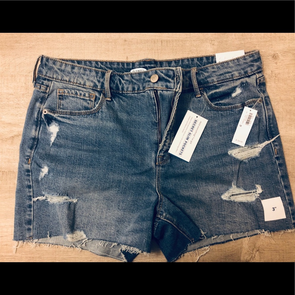 Distressed High Rise 3” Denim Shorts